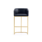 Manhattan Comfort - Louvre tabouret de bar moderne du milieu du siècle de 21" en similicuir noir et or titane-Tabouret de bar moderne du milieu du siècle parfait pour la salle à manger