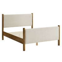Modway Maven Queen Size Fabric Upholstered Platform Bed - Ivory Walnut-Wooden Bed Frame