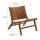 Modway - Saoirse Cuir Fauteuil lounge d’accent en bois - Brun noyer-Conception du tressage en panier