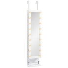 HOMCOM Mirror Jewelry Cabinet - 12.5" L x 5.3" W x 51.2" H - White-Made of MDF board, sturdy and durable 