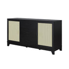 Manhattan Comfort Sheridan 59.05" Mid-Century Modern Sideboard Cabinet - Black-Lifted Framed Solid Wood Legs for Fashion and Durability