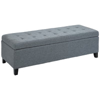 HOMCOM - Banc d’entrée en tissu lin avec pieds en bois - gris-Élégant et chic, ce banc sublime n'importe quel espace de vie   