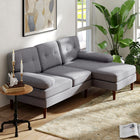HOMCOM - Canapé en L avec méridienne droite et pieds en bois caoutchouc - gris-Tissu doux effet chenille pour une touche luxueuse 