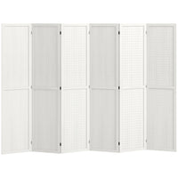 HOMCOM 6-Panel Freestanding Room Divider with Pegboard Panel for Indoor Bedroom Office - White-Six panel design, great for creating a personal space or dividing up large rooms 
