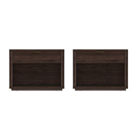 Manhattan Comfort Evelyn 32" Modern 1-Drawer Nightstand 2-Piece Set - Brown-Modern Nightstand for Bedroom and Living Room Use. Set of 2