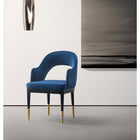 Manhattan Comfort - Fauteuil de salle à manger moderne glamour Carrington 53,1 cm en velours bleu nuit-Cadre en bois de bouleau séché au four avec assemblages à tourillons et coins renforcés