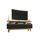 Manhattan Comfort Yonkers 62.99" Mid-Century Modern TV Stand - Black and Cinnamon-Home Assembly Required. All Hardware Included