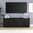 Hudson&Canal Mansfield TV Stand for TV's up to 78" - Black Grain-Constructed of sturdy MDF and PVC materials in a handcrafted black grain finish
