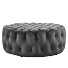 Modway Amour Tufted Button Large Round Performance Velvet Ottoman - Grey-Ottoman Weight Capacity: 330 lbs