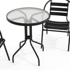 Table ronde de 23,75 po en verre et en métal, 2 chaises empilables noires en aluminium, dossier à lattes (TLH-071RD-017CBK2-GG)-7
