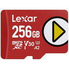 Lexar PLAY Speed Pump MicroSDXC Memory Card - 256GB - Red-Fast transfer speeds for quick loading time with up to 205MB/s