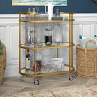 Hudson&Canal Leif 30"W Oval Bar Cart - Brass-The top can support 40 lbs, the middle and lower shelves hold 20 lbs each