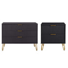 Manhattan Comfort DUMBO Modern 2-Drawer Nightstand and 3-Drawer Dresser Set - Black-Modern-Contemporary with a taste of Glam Bedroom Dresser Set. Includes 1 Standard Dresser and 1 Nightstand 2.0.