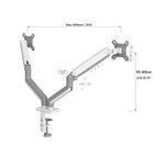 Uplite - Support de Moniteur Double Bras à Ressort à Gaz Réglable en Hauteur pour Deux écran de 15” à 32”-Les bras réglable offrent une inclinaison de 175°, un pivot de 360° et une rotation de 360°