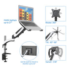 ShoppingAll Adjustable Laptop Mount Stand for Laptops Up to 17" - White-Designed with a gas spring system which provides flexible and fluid laptop/monitor motion