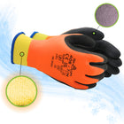 SHOWA WaterResistant Breathable Insulated Full Foam Natural Rubber Glove - Acrylic/Nylon Liner - Black/Orange - Large -Rough Grip