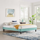 Modway Reign Performance Velvet Queen Platform Bed Frame - Mint-Reinforced Center Beam and Support Legs