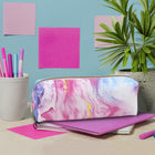 Fashion Stationery Marble Pencil Case - Pink/Multicolour-Body Material: PU