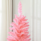 HOMCOM 6' Tall Pencil Artificial Christmas Tree with Steel Base - Pink-Colour: Pink 