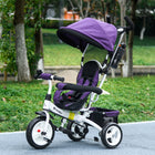 Qaba - Tricycle poussette 6 en 1 pour bébé avec panier et canopée - violet-Taille du siège : 10,2 po l x 13,4 po H (26l x 34H cm) 