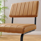 Modway Parity Vegan Leather Dining Side Chairs - Black/Tan - 2 Pack-Powder-Coated Metal