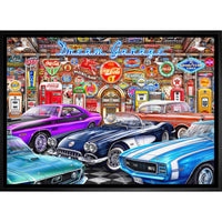 Dream Garage by Michel Fishel - Framed Canvas - 31" x 22"-High-quality art print professionally matted and framed