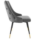 Modway Adorn Tufted Performance Velvet Dining Side Chair - Grey-Dense Foam Padding