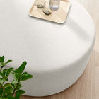 Modway Callum Large 38" Round Woven Heathered Fabric Upholstered Ottoman - Heathered Weave/Ivory-Non-Marking Foot Glides