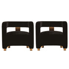 Manhattan Comfort Amirah 28.94" Modern Velvet Upholstered Accent Chair - Black - 2 Pack-Modern Accent Chair for Living Room Usage