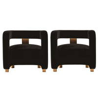 Manhattan Comfort Amirah 28.94" Modern Velvet Upholstered Accent Chair - Black - 2 Pack-Modern Accent Chair for Living Room Usage