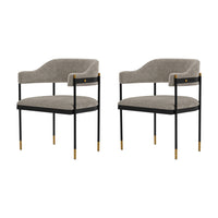 Manhattan Comfort - Lot de 2 fauteuils de salle à manger modernes Lia 24,8 po en chenille, coloris pierre-Chaise de salle à manger moderne pour salle à manger et usage de chaise de travail