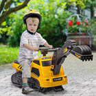 Aosom - Tractopelle-bulldozer 3 en 1 à conduire, rouleau compresseur avec musique - jaune-Équipé d’un dispositif anti-renversement pour un jeu en toute sécurité 