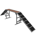 PawHut Dog Agility Equipment Ramp with Safety Bar, Non-slip Surface - Grey-Dog agility ramp enhances pet confidence, balance, and agility;