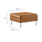 Modway Loft Tufted Vegan Leather Ottoman - Silver/Tan-Smooth Faux Leather Upholstery