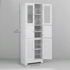 HOMCOM Bathroom Storage Cabinet with Louvred Doors and Adjustable Shelf - White-Modern design with three door styles: glass, slab, and shutter