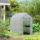 Outsunny 73" x 47" x 75" Walk-in Greenhouse with Roll-up Door and 4 Shelves - White-Reinforced powder coated steel frame   
 