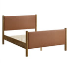 Modway Maven Queen Size Vegan Leather Upholstered Platform Bed - Tan Walnut-Wooden Bed Frame