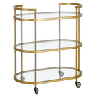 Hudson&Canal Leif 30"W Oval Bar Cart - Brass-A modern contemporary design for your kitchen, den, entertaining space, and more