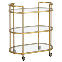 Hudson&Canal Leif 30"W Oval Bar Cart - Brass-A modern contemporary design for your kitchen, den, entertaining space, and more