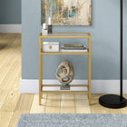 Hudson&Canal Sivil 22"W Console Table - Brass-Handcrafted finish is applied to the steel frame