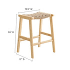 Modway - Saoirse Tabouret de comptoir en corde tissée en bois - Naturel naturel - Ensemble de 2-Conception du tressage en panier