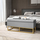 HOMCOM Upholstered Flip Top Storage Ottoman Bench - Grey-Flip-up lid with hinged design is convenient for daily use