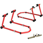 HOMCOM Motorcycle Stand Lift - Red-Thick steel tube provides 850 lb (390 kg) weight capacity
