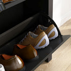 HOMCOM Hallway Shoe Cabinet with 2 Flip Drawers for 12 Pairs - Black-The anti-tip design ensures excellent safety
