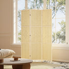 HOMCOM - Séparateur de pièce autoportant à 3 panneaux en bambou ondulé pour chambre, bureau intérieur - bois naturel-Dimensions totales : 47,2 po L x 0,7 po l x 66,7 po H (120 x 1,8 x 169,5 cm) 

