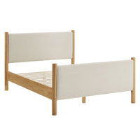 Modway Maven Queen Size Fabric Upholstered Platform Bed - Ivory Oak-Wooden Bed Frame