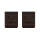 Manhattan Comfort Evelyn 20" Modern 3-Drawer Nightstand 2-Piece Set - Brown-Modern Nightstand for Bedroom and Living Room Use. Set of 2