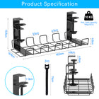 ShoppingAll Under Desk Cable Organizer Tray Wire Management Rack with 10 Cable Ties - Black - 4 Pack-ROBUST CONSTRUCTION: Made of durable powder-coated steel, the tray can hold up to 22 pounds of cables, cords and accessories without sagging or breaking.