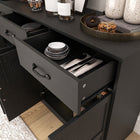 HOMCOM 55.1" L Sideboard Buffet Cabinet with Storage - Black-Particleboard with melamine facing ensures durability and easy cleaning