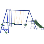 Outsunny - Ensemble de balançoires en métal 5 en 1 avec balançoire soucoupe, toboggan, balançoire à bascule, planeur, siège de balançoire, échelle - multicolore-Comprend plusieurs options de jeu . 